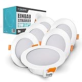 ExcelsiorLight – Premium Einbaustrahler – [9W/720lm/3000K/220-240V/IP54] – Warmweiß – [Ø12cm] – 6er Set ultraflache LED Deckenleuchte – [120° Abstrahlwinkel] – Wohnzimmer, Bad – [Energieklasse A+]
