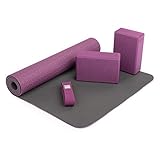Bodhi Yoga Starter-Set Komplett | Set bestehend aus: 1 Yogamatte aus TPE, 2 Yoga-Bricks aus Eva (Moosgummi) und 1 Yoga-Gurt aus Baumwolle | Einsteiger-Set für Yoga-Anfäng