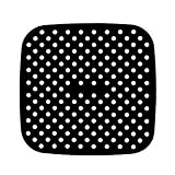 Wolfberrymetal Silikon-Zubehör, Wiederverwendbare quadratische Heißluftfritteuse Silikon-Zubehör Heißluftfritteuse Antihaft-Haltbare Pad-Skala Tischset Küchenutensilien(schwarz,8,5 Zoll)