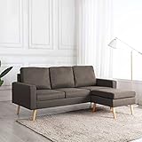 YOPOTIKA Schlafsofa Ecksofa Couch Polstersofa Loungesofa Sitzmöbel Polstermöbel Designsofa Wohnzimmersofa Sofabett 3-Sitzer-Sofa mit Hocker Taupe S