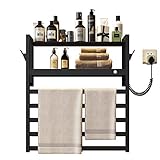 ASDWA Beheizter Handtuchhalter ，Doppellagiges Aluminiumregal ， Badhandtuchhalter mit elektrischer Heizung ，Edelstahl ，55 Grad intelligente konstante Temp