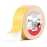 Original Teppichband 50mm x 25m | Doppelseitiges Verlegeband Klebeband für Teppiche, Matten, Pads | Extra starkes Teppichband für den Innenbereich | Hartholz, Fliesen, Laminat von Sanojtap