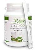 STEVIAGO Stevia Pulver (Steviosid) Extrakt aus 100% Stevia, davon min. 97% Reb-A, 25g, mit Dosierlö