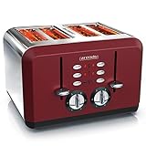 Arendo - Automatik Toaster 4 Scheiben - Edelstahlgehäuse - bis zu vier Sandwich und Toast-Scheiben - Bräunungsgrad 1-6 - Aufwärm- und Auftaufunktion - Krümelschublade - GS