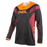 O'NEAL | Mountainbike-Trikot | MTB Mountainbike DH Downhill FR Freeride | Atmungsaktives Material, maximale Bewegungsfreiheit | Element FR Jersey Hybrid V.22 | Erwachsene | Schwarz Rot Orange | L