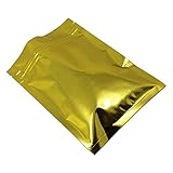 100 Stück Reißverschluss Alufolie Mylar Tachen Wiederverschließbares Heißsiegel Verpacken Wasserdicht Langzeit Aufbewahrung von Lebensmitteln Verpackungsbeutel (Gold, 10x15cm (3.9x5.9 inch))