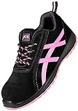 ACE Aurora S1-Arbeits-Sneakers für Damen - mit Stahlkappe - Sicherheits-Schuhe für die Arbeit - Schwarz/Pink - 39