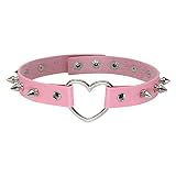 MILAKOO Punk Style Love Heart PU Lederhalsband Pink Choker Halsk
