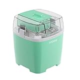 FOOING Eismaschine Speiseeisbereiter 1,5L mit Drehknopf (5 bis 30 Minuten), Edelstahl-Heim-Speiseeismaschine, Geeignet für Sorbet, Gefrorenen Joghurt und Eis, Einschließlich Rezept und Pappb