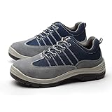 fayengan Sicherheitsschuhe Herren Arbeitsschuhe Damen Leicht Atmungsaktiv Sportlich Schutzschuhe Stahlkappe Sneaker (Color : Gray, Size : 46 EU)