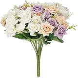 Yyhmkb Künstliche Rose Blumen，Künstliche Blume, Blumen Muttertagsstrauß Gefälschte Rose Weiß Party Hochzeitsdekoration Untere Rose 4er Pack 40 Rose Weiß + V