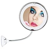 TOP4EVER Flexibler Vergrößerungsspiegel mit LED Licht, 7-facher Vergrößerung Kosmetikspiegel , Starker Saugnapf - beleuchteter Make-Up Schminkspiegel mit Blendfreier Beleuchtung