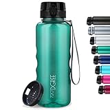 720°DGREE Trinkflasche “uberBottle“ crystalClear +Sieb - 500 ml - BPA-Frei, Auslaufsicher - Für Kinder, Schule, Sport, Fitness - Schmale Wasserflasche aus Tritan - Leicht, Bruchsicher, Nachhaltig