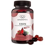 wowtamins EISEN Bisglycinat (Eisen-Chelat) zuckerfrei - als leckere Fruchtgummis (120 Stück) - mit Vitamin C - vegan, laborgeprüft, Made in Germany