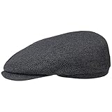 Stetson Belfast Silk Schiebermütze Herren - Flatcap aus Seide - Herrencap Made in EU - Seidenmütze Frühjahr/Sommer - Flat Cap grau-schwarz 59