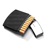 Zigarren-Humidore Ultra-dünne gebogene Design Taschen tragbare Zigarettenetui, aus Edelstahl + ABS Material, U-förmigen Design, geeignet for Halte 10 Regular-Größe Zigaretten (Farbe: Schwarz) für M