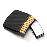 Zigarren-Humidore Ultra-dünne gebogene Design Taschen tragbare Zigarettenetui, aus Edelstahl + ABS Material, U-förmigen Design, geeignet for Halte 10 Regular-Größe Zigaretten (Farbe: Schwarz) für M