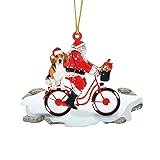 wojonifuiliy Holz Weihnachtsschmuck Baum Dekoration, Alter-Mann-Fahrrad-Hund Personalisierte Weihnachtsbaum Anhänger, Weihnachten Baumdekorationen Hängend (D)