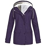 Caixunkun Ladies Autumn and Winter Plus Fleece Jacket Outdoor Mountaineering Clothes Hooded Jacket Zipper and Button Closure(Purple, S)
