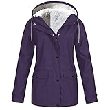 Caixunkun Ladies Autumn and Winter Plus Fleece Jacket Outdoor Mountaineering Clothes Hooded Jacket Zipper and Button Closure(Purple, S)