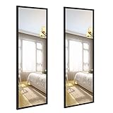 Amazon Brand - Eono Großer Spiegel 36x122cm 2 Stück Wandspiegel Ganzkörperspiegel mit schwarzem Rahmen für Wohnzimmer Badezimmer Flur und Ank