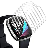 EZCO 6 Stück Schutzfolie Kompatibel mit Fitbit Sense/Versa 3, Allround TPU Bildschirmschutz mit Vollständiger Abdeckung, Wasserdichter, Kratzfester Anti-Blase Displayschutz Sense/Versa 3 Zubehö