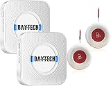 Daytech Notrufknopf Für Senioren Funkklingel, Hausnotruf Senioren Wasserdicht,Krankenpflege Ältere Panik Alarm Türklingel Kabellose 2 Sender 2 Empfänger, 4 Lautstärkestufen, 55 Klingeltö