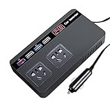 Wgwioo 200W Auto-Wechselrichter, DC 12V Zu 220V AC Autoladeadapter, 4 USB-Ports Autosteckdose Und QC3.0 Ports Autostecker Konverter Mit S