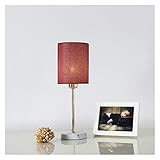 Table lamp Nordic Bedside Table Lamp with Fabric Lampshade for Bedroom White Red Black Table Reading Lights Household Products (Lampshade Color : Black) (Red)