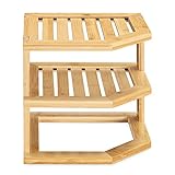 Navaris Eckregal aus Bambus mit 3 Ebenen - Regal aus Holz für Küche Bad - Kücheneckregal stehend für Arbeitsplatte Schrank - Organizer N