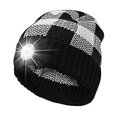COZOME Mütze mit 5 LED Licht, Damen Wintermütze Warme, Männer Mütze mit Stirnlampe, USB Wiederaufladbar Beanie Technologie-Gadget, Modisch Geschenk für Angeln, Laufen, Camping, Joggen, W