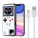 Gameboy Handyhülle Handheld Spielkonsole Schutzhülle für iPhone Spielbar Gameboy iPhone Hülle mit 36 Retro-Spielen Full Color HD Gaming (Weiß, iPhone 11 Pro)