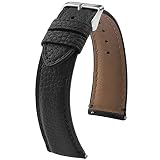 Fullmosa Uhrenarmband 24mm Kompatibel mit Fossil Q Nate Hybrid, Michael Kors Grayson, Michael Kors Sofie, 24mm Lederarmband, Schwarz + Silberne S