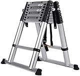 JXHOME Klapptritte Hocker - Aluminium Teleskopleiter Typ A Multi-Funktions-Teleskopstufenleiter, Anti-Rutsch-Leitern Hocker (Size : Equilateral Ladder-4.9+4.9m)