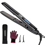 TSEKIDO Glätteisen Locken und Glätten 2 in 1, Haarglätter Lockenstab Professionelle und LCD-Display, Schnelles Erhitzen, 80-230°C, Sicher Automatische Abschaltung für Kurze Lange Haare (Schwarz)
