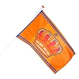 Boland 61815 - Dekorationsfahne Königstag, Größe 90 x 150 cm, Holland, Niederlande, Krone, Flagge, Polyester, Banner, Wanddekoration, Feiertag, Mottoparty, Koningsdag