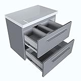 Waschbeckenunterschrank für Aufsatzwaschbecken Unterschrank 50 cm 60 cm 80 cm Breit Waschtischunterschrank mit Waschtischplatte Badmöbel Set (Grau Lackiert, 60 cm)