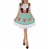 TTWOMEN Halloween Damen Minikleid Oktoberfest Bier Mädchen Kleid Sexy Cosplay Maid Kostüme 3PC Anzug