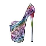 DUOLZ Plateau High Heels, 22 cm, Sommer-Fischmau, offene Zehen, Farbverlauf, Stiletto-Absatz, geeignet für Hochzeiten und Partys, Farbe 38