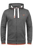 !Solid BenjaminZip Herren Sweatjacke Kapuzenjacke Hoodie Mit Kapuze Reißverschluss Und Fleece-Innenseite, Größe:L, Farbe:Grey Melange (8236)