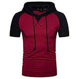 XPDD Herren T-Shirt Kapuze T Shirt Kapuzenpullover Sweatshirt Hoodie Sweatjacke Trainingsjacke Kurzarmshirt Top Sport Sportswear Kurzarm Hooded Top Sommer Slim Fit Sports Top Männer Mode H