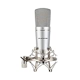 auna MIC-920 USB Kondensatormikrofon, Studio-USB-Großmembranmikrofon, Kopfhörer-Ausgang, Plug & Play via USB, ausgeprägte Nierencharakteristik, inklusive Kopfhörerausgang und Mikrofonspinne, silb