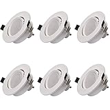 LED Einbaustrahler Dimmbar und Schwenkbar IP20 Ultra flach inkl. 6 x 5W GU10 Leuchtmittel austauschbar Farbe Weiss 230 Volt 450lm Warmweiss Einbauleuchten LED Sp