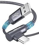 JSAUX USB C Ladekabel 90 Grad Winkel [2Pack 2M] USB Typ C Kabel Winkelstecker 3A Schnellladekabel Kompatibel mit Samsung Galaxy S10 S9 S8 S20 Plus, Note 10 9 8, Google Pixel, LG V50 V40 G8 G7 (Grau)