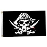 1 stück Pirat Flaggen Jolly Roger Flagge mit Messing Tülle Doppelstich Pirat Jack Captain Skull Schwert Banner G