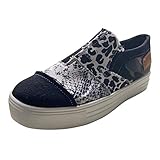 SEEGOU Damen Flache Überschuhe Farbblockierende Große Lässige Segeltuchschuhe Mode Camouflage mit Leoparden-Schlangenleder-Muster Print Slip-on Casual Einzelschuhe rutschfeste G