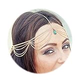 KnSam Haarschmuck Indisch Haarkette Hochzeit Kopfkette Haarschmuck Träne Silber Haarkette Kopfschmuck