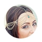 KnSam Haarschmuck Indisch Haarkette Hochzeit Kopfkette Haarschmuck Träne Silber Haarkette Kopfschmuck