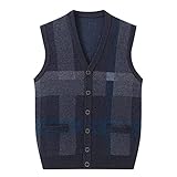 DongBao Pullover Herren Ärmelloser Weste Cardigan Kaschmir Pullunder V-Ausschnitt Strickweste Knöpfen Winter Herb