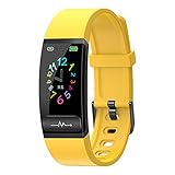WWAIHY Smartwatch Gebogener Bildschirm,smarte Armbanduhr für Herren Damen,​EKG Herzfrequenz Blutdruck Blutsauerstoff,Bluetooth-Armband Kompatibel für Android- und iOS-Telefone(Size:260mm,Color:Gelb)